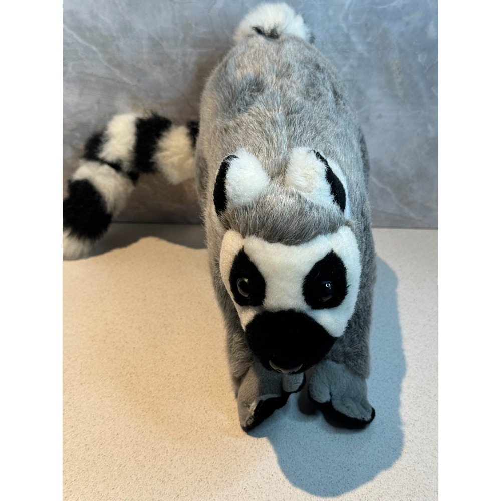 Wild Republic‎ Ring-Tailed Lemur Plush Toy Stuffed Animal Gray Black White 14"
